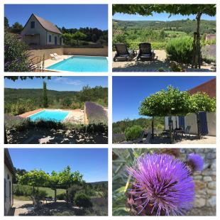 vakantiehuisje in Frankrijk te huur: Comfortabel huis met magnifiek uitzicht met veel privacy en privézwembad. 