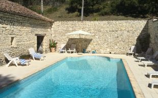The swimming pool, with the games room on the left