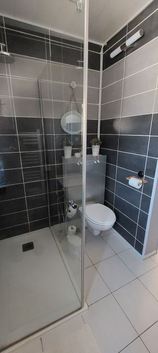 1 ste badkamer met toilet en douche