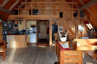 Woonkamer met hoge vide en open keuken