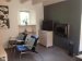 living <br>overzicht over de woonkamer met zithoek,houtkachel en tv/dvd(Nederlandse zenders-Canal Digitaal),
