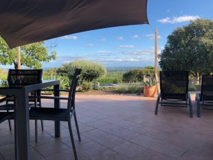 Terras met zonnedoek