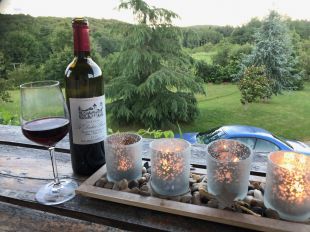 A glass of wine on the balcony whilst enjoying the view