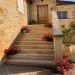 Entrance to the house <br>The stone staircase leading to the main entrance to the house