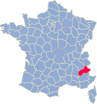 Kaart Frankrijk: departement Hautes Alpen