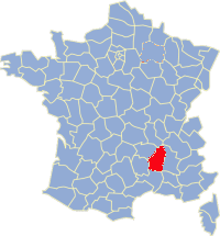 Kaart Frankrijk: departement Ardeche