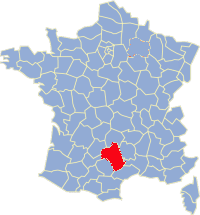 Kaart Frankrijk: departement Aveyron