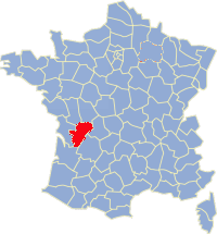 Kaart Frankrijk: departement Charente