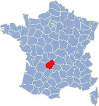 Kaart Frankrijk: departement Correze