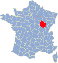Kaart Frankrijk: departement Cote d'Or