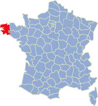 Kaart Frankrijk: departement Finistere
