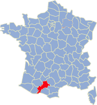 Kaart Frankrijk: departement Haute Garonne