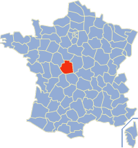 Kaart Frankrijk: departement Indre