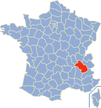 Kaart Frankrijk: departement Isere