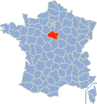 Kaart Frankrijk: departement Loiret