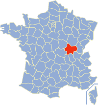 Kaart Frankrijk: departement Saone et Loire