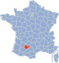 Kaart Frankrijk: departement Tarn et Garonne