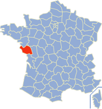 Kaart Frankrijk: departement Vendee