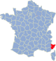 kaartje met departement Alpes Maritimes