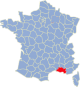 kaartje met departement Bouches du Rhone