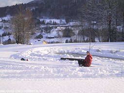 Wintersport in de winter in de Vogezen.