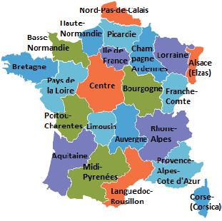 Vakantiehuizen in de regio's van Frankrijk selecteren.