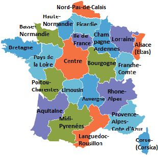 vakantiehuizen in de regio's van Frankrijk selecteren.